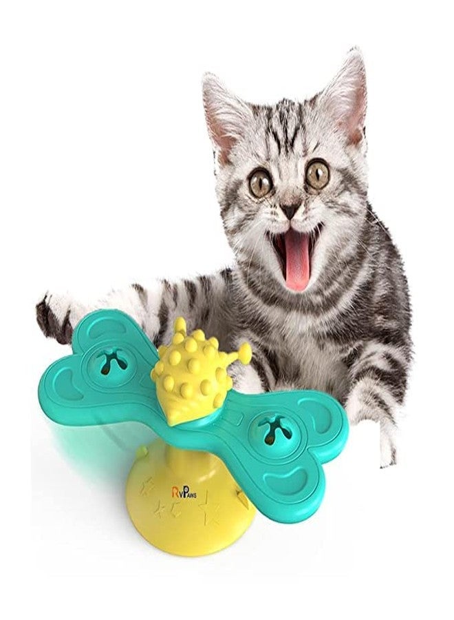 Pups&Pets Durable Non Toxic Plastic Spinning Butterfly Cat Teaser Toy with 2 Catnip Balls Set Cat Turntable Toy Ideal for Playing Cats and Puppy (Colour As Per Available) - Image 1